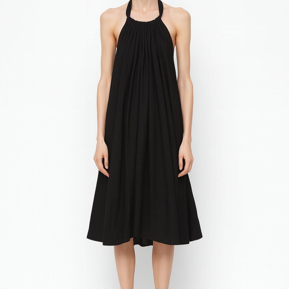 Elan Black Halter Maxi Dress S Minimalist Resort